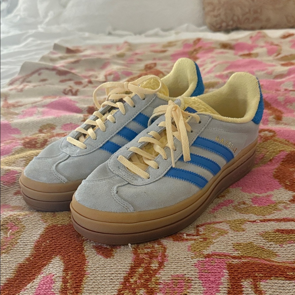 Adidas Yellow and Blue Gazelles
